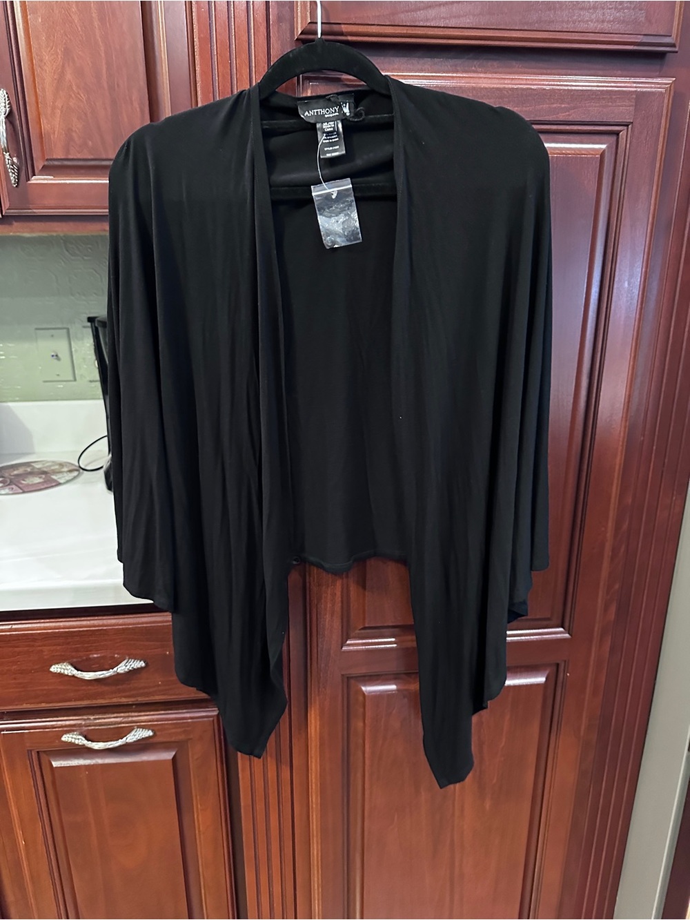 NWT! Antthony XL/1X 3/4 Sleeve Open Front Black Cardigan